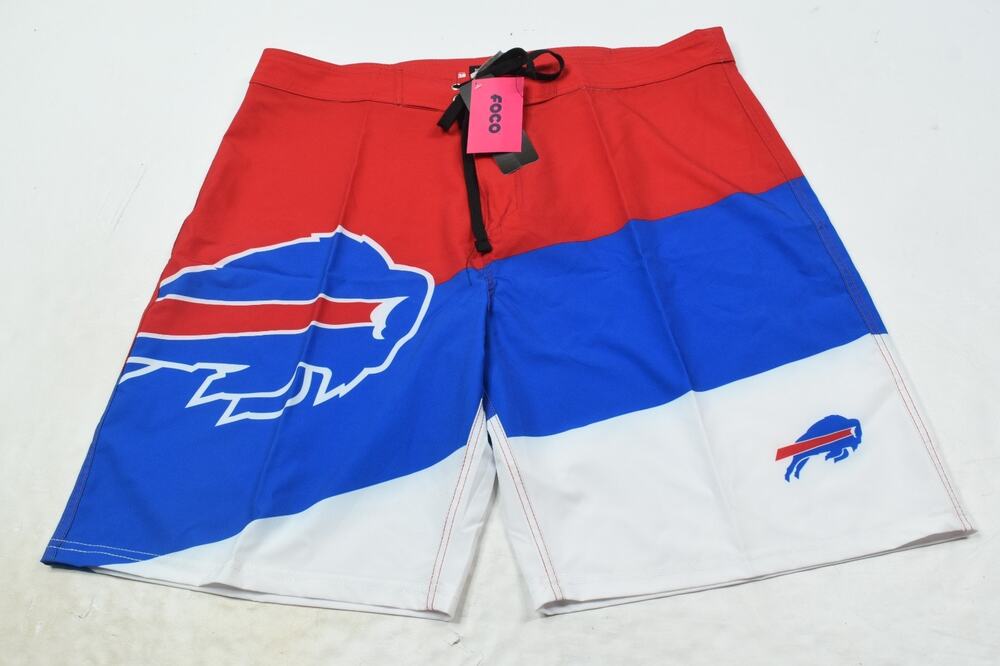 Foco Buffalo Buffalo Board Shorts Mens 38 Red Blue Drawstring Lightweight Swim